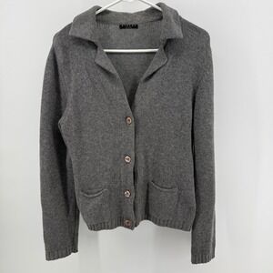 Vintage Sisley Italian made Wool Angora Blend Button Cardigan Sweater Gray Med